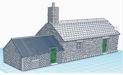 Download the .stl file and 3D Print your own Farm Cottages HO scale model for your model train set.